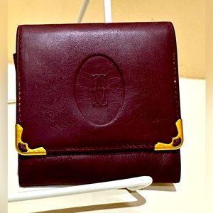 Cartier Bordeaux Leather Coin Snap Wallet